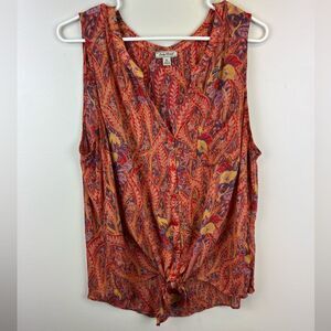 Lucky Brand Wrap Front Tank Soft  Boho Beach Floral